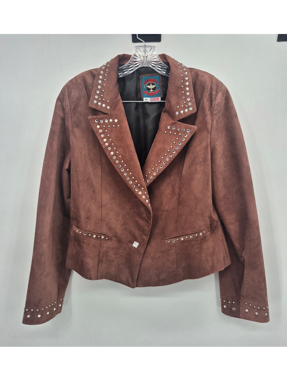 Renegade Spirit Jacket Women's M Brown Suede Rhinestone Western Made USA